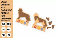 CAT & DOG Puzzle For Children Toy - SVG - laser cutting file Product Image 2