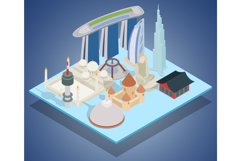 Landmark concept banner, isometric style Product Image 1