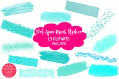 Teal-Aqua Brush Strokes Clipart I Brush Strokes Clipart Product Image 1