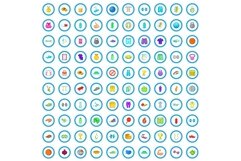 100 gym icons set, cartoon style Product Image 1