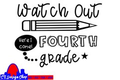 Fourth Grade Here I Come graduating class svg cut file cameo Product Image 2