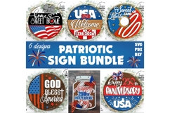 Patriotic Round Sign Bundle SVG | 4th of July Laser Cut Sign Product Image 1