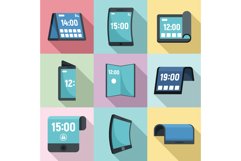 Flexible display icons set, flat style Product Image 1