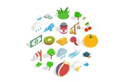 Vital icons set, isometric style Product Image 1