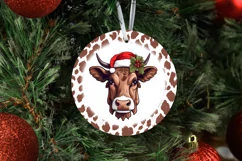 Christmas Jersey Cow Sublimation Ornament| PNG Product Image 2