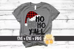Ho Ho Ho Y'all - Christmas SVG Files - Buffalo Plaid Hat Product Image 1