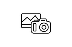 Line camera with photo card icon. Vector Product Image 1