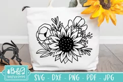 Floral Arrangement SVG - Sunflower SVG - Line Art Flowers Product Image 5