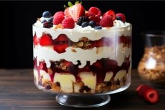 Creamy Trifle dessert chocolate closeup. Generate Ai Product Image 1