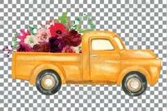 Floral watercolor pickup truck clip art, bridal decoration. Product Image 6