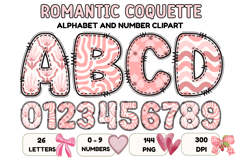 Romantic Coquette Alphabet PNG Letters &amp; Numbers 300DPI Product Image 1