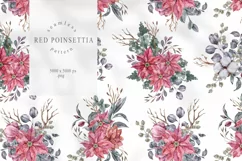 Christmas poinsettia seamless pattern. Watercolor flowers Product Image 1