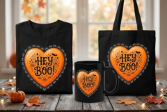 Hey Boo Heart PNG | Cute Halloween Candy Heart Clipart Product Image 1