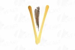 Tribal golden alphabet with feathers clip art, png files Product Image 3