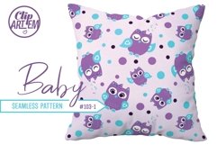 Purple Teal Owl Seamless Pattern, baby girl purple owl Product Image 3