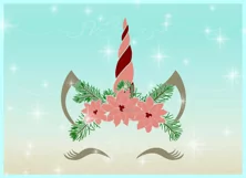 Unicorn Face With Poinsettia SVG Dxf Eps Png PDF Files Product Image 2