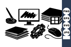 Digital Office Workspace Icon Set For Web Design Product Image 1