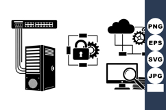 Cybersecurity Server Icon Set For Tech Design Product Image 1