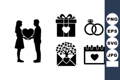 Romantic Love Silhouette Vector Clipart Set Product Image 1