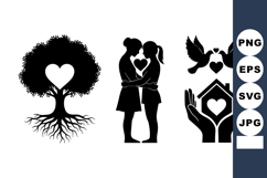 Romantic Love Silhouette Vector Clipart Set Product Image 1