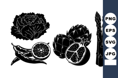 Rustic Vegetable Silhouette Clipart Bundle Set Product Image 1