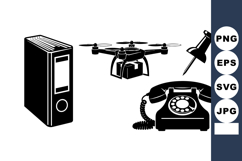 Retro Technology Icon Vector Bundle for Crafts Product Image 1