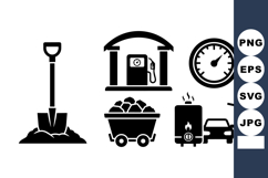 Industrial Mining Tools And Fuel Icon Set Product Image 1