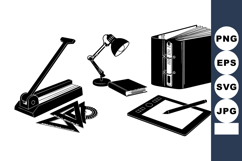 Vintage Office Tools Silhouette Clipart Bundle for Crafts Product Image 1