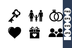 Romantic Love Icon Vector Set For Weddings And Gifts Product Image 1