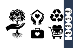 Charity Heart Icons Vector Set for Nonprofits Product Image 1