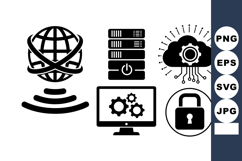 Tech Network Icon Vector Set for UI Design Product Image 1