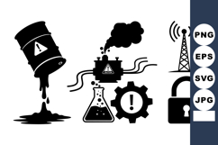 Industrial Hazard Warning Icons Vector Set Collection Product Image 1