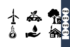 Eco Friendly Living Icon Set For Environmental Designs Product Image 1