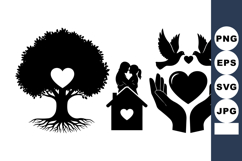 Romantic Love Heart Silhouette Clipart Bundle for Valentine Product Image 1