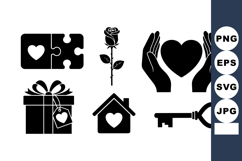 Romantic Love Symbols Vector Clipart Bundle Set Product Image 1