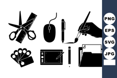Black Office Tools Vector Clipart Set for Digital Design Product Image 1