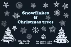 Silhouettes of snowflakes and Christmas trees Product Image 1