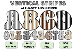 Stripes Alphabet Letters &amp; Numbers Clipart PNG 300DI Product Image 1