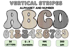 Stripes Alphabet Letters & Numbers Clipart PNG 300DI Product Image 1