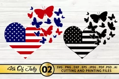 4th of July SVG American Flag Heart SVG Butterfly SVG USA Product Image 1