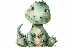 Watercolor Cute Tyrannosaurus Dinosaur Cartoon Product Image 3