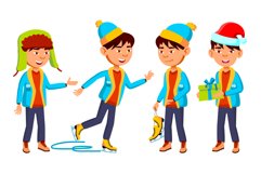 Asian Boy Schoolboy Set Vector. Primary School Child. Cute Product Image 1