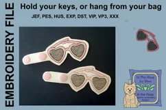 ITH Heart Sunglasses Vinyl Key Fob or Bag Tag - Snap Tab Product Image 2