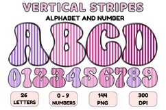 Stripes Alphabet Letters &amp; Numbers Clipart PNG 300DI Product Image 1