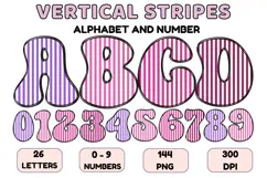 Stripes Alphabet Letters & Numbers Clipart PNG 300DI Product Image 1