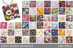 Flowers Keychain Bundle. Flowers Keychain Sublimation Product Image 1