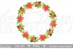 Watercolor Christmas flowers wreath clipart Product Image 1