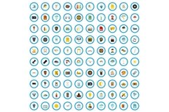 100 artwork icons set, flat style Product Image 1