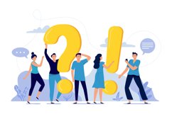 People ask frequently asked questions. FAQ, person asking qu Product Image 1