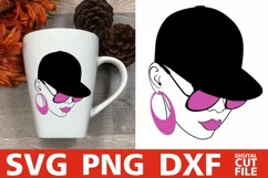 Black Woman with glasses svg, Afro girl svg, Cap svg, Rap Product Image 3